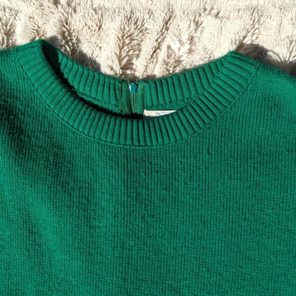 Vtg 70s Sears Juniors Bazaar Green Knit Tie Waist Shift Sweater MiniDress sz 4/6 - Picture 7 of 10